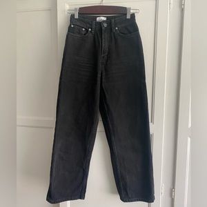 GANNI wide leg cropped jeans high rise